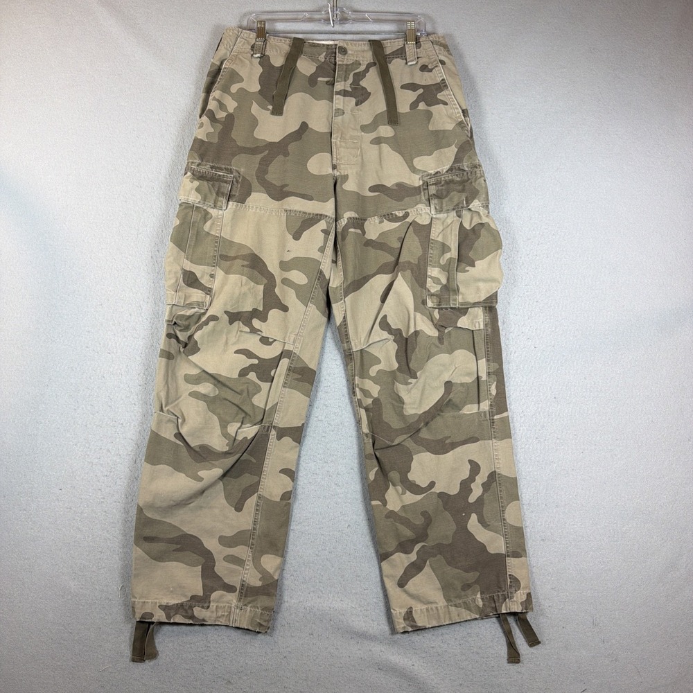 VTG Y2K Arizona Camo Cargo Pants 34x32 Brown Baggy Loose Paratrooper Skate